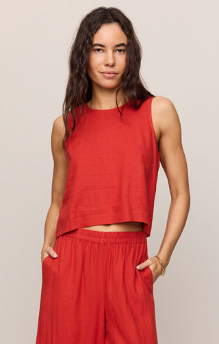 Z Supply Tops - Tank Top Sloane Linen Top Chili Pepper