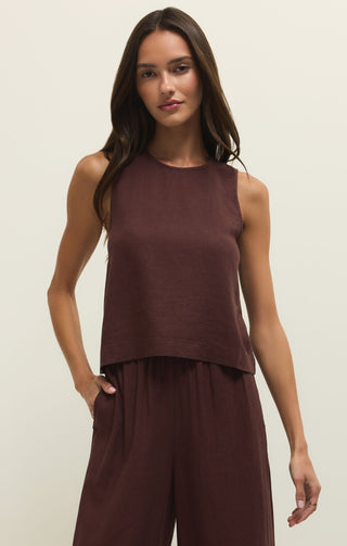 Z Supply Tops - Tank Top Xsm Sloane Linen Top Chocolate Cherry