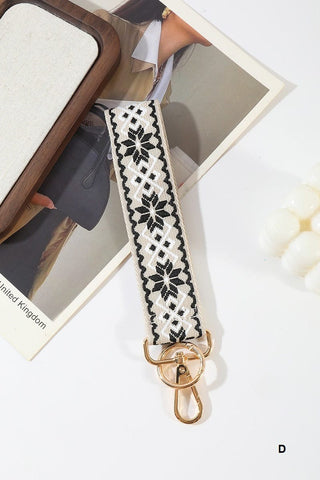 Zenana Accessories - Key Chains Jacquard Weave Wristlet Keychain Black