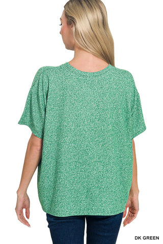 Zenana Sets Soft Mélange Short Sleeve Tee & Shorts Set Dark Green
