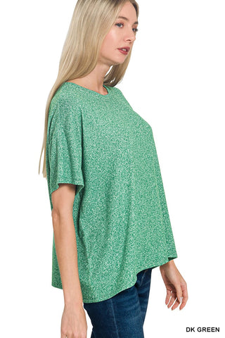 Zenana Sets Soft Mélange Short Sleeve Tee & Shorts Set Dark Green