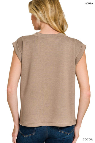 Zenana Tops - Blouse Scuba Sleeveless Top Ruby
