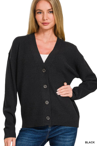 Zenana Tops - Outerwear - Cardigans Sm Viscose Sweater Cardigan Black