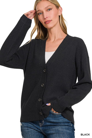 Zenana Tops - Outerwear - Cardigans Viscose Sweater Cardigan Black