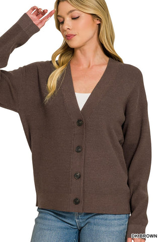Zenana Tops - Outerwear - Cardigans Viscose Sweater Cardigan Brown