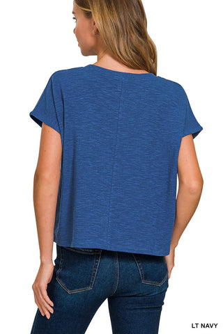 Zenana Tops - T-Shirts Cotton Slub Relaxed Fit T-Shirt Lavender