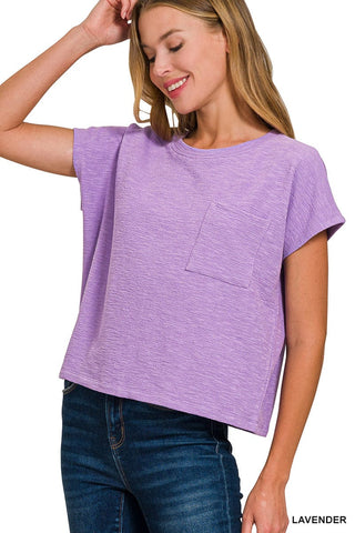 Zenana Tops - T-Shirts Sm Cotton Slub Relaxed Fit T-Shirt Lavender