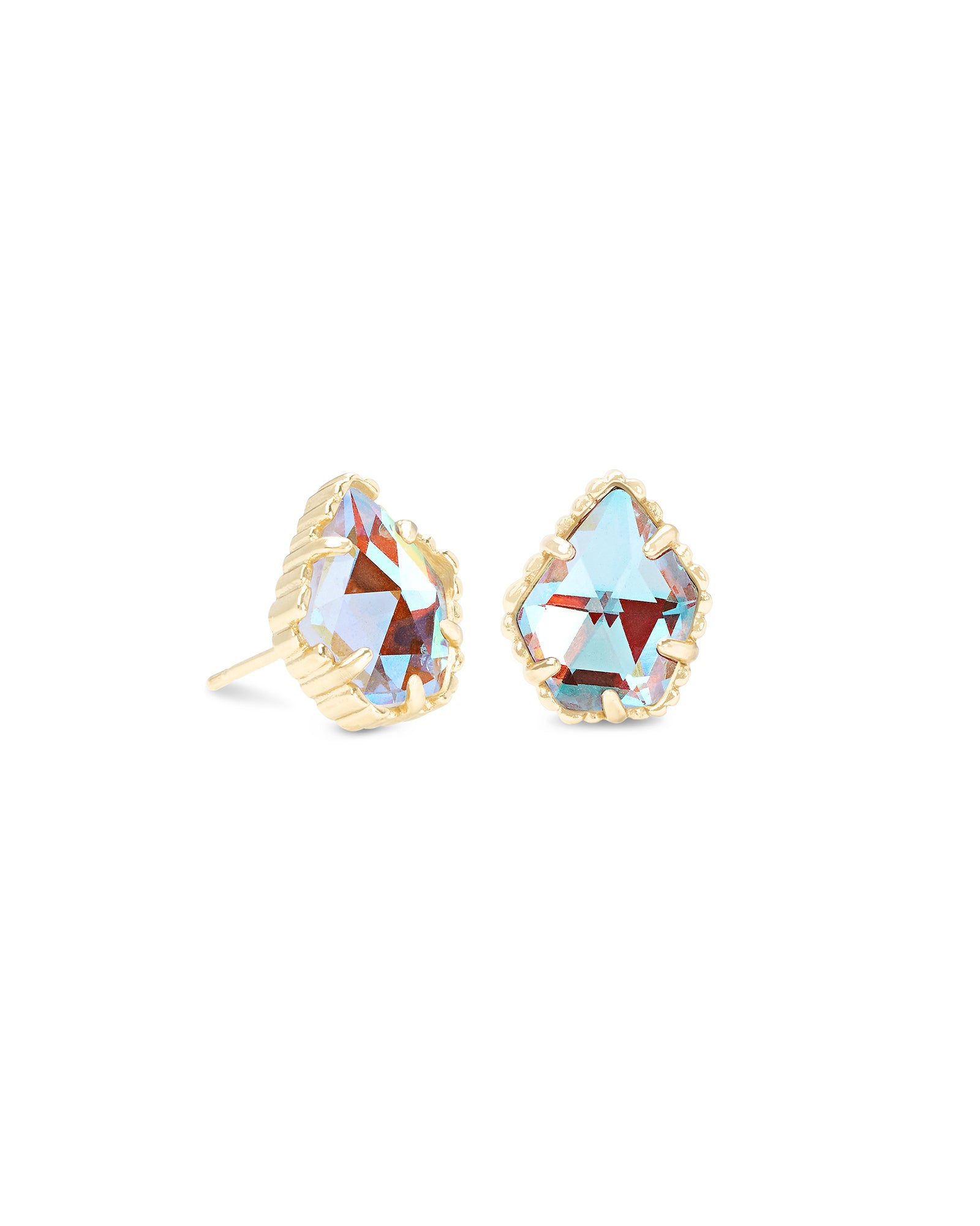Tessa Stud Earrings Dichroic Glass Gold or Silver
