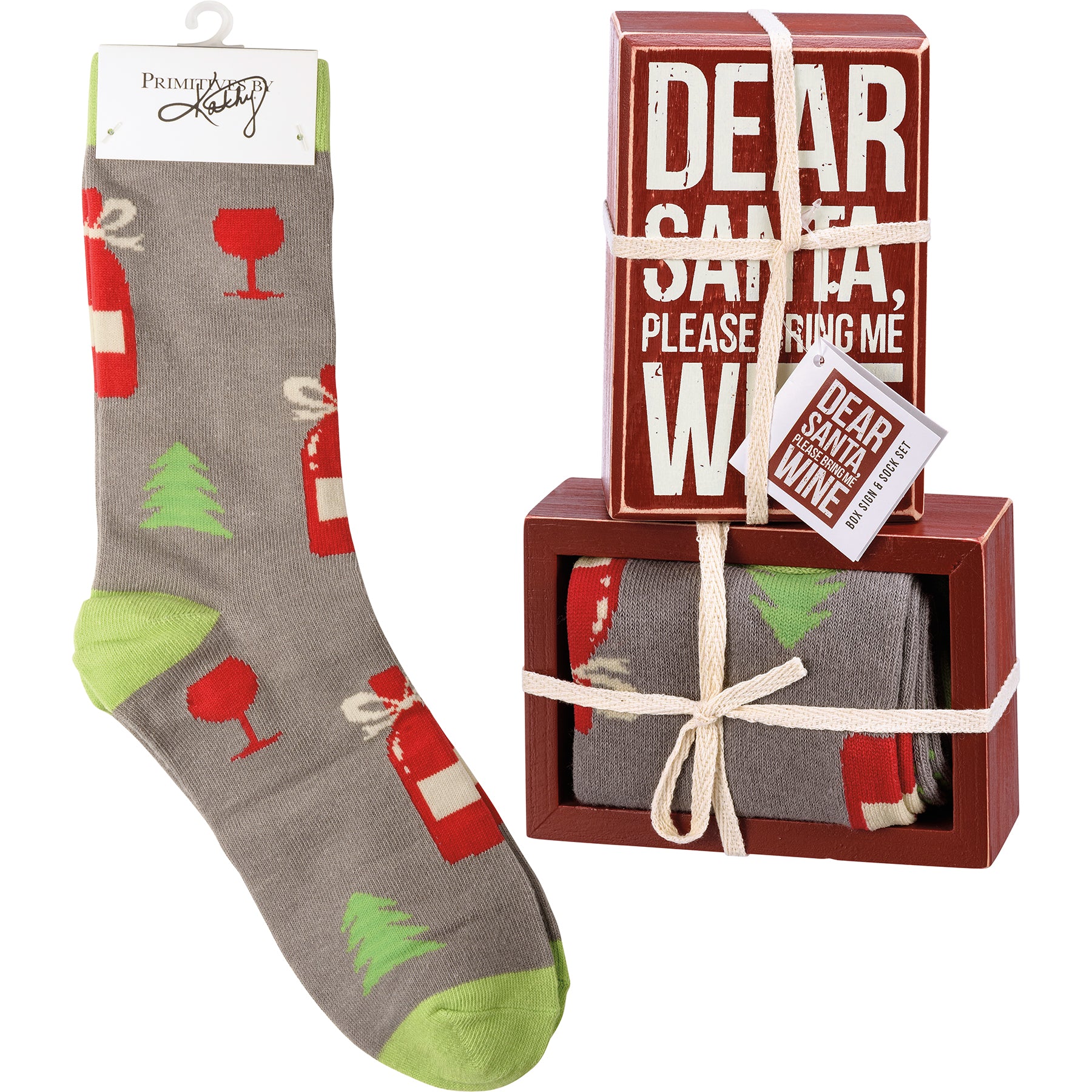 Box Sign & Sock Set Dear Santa