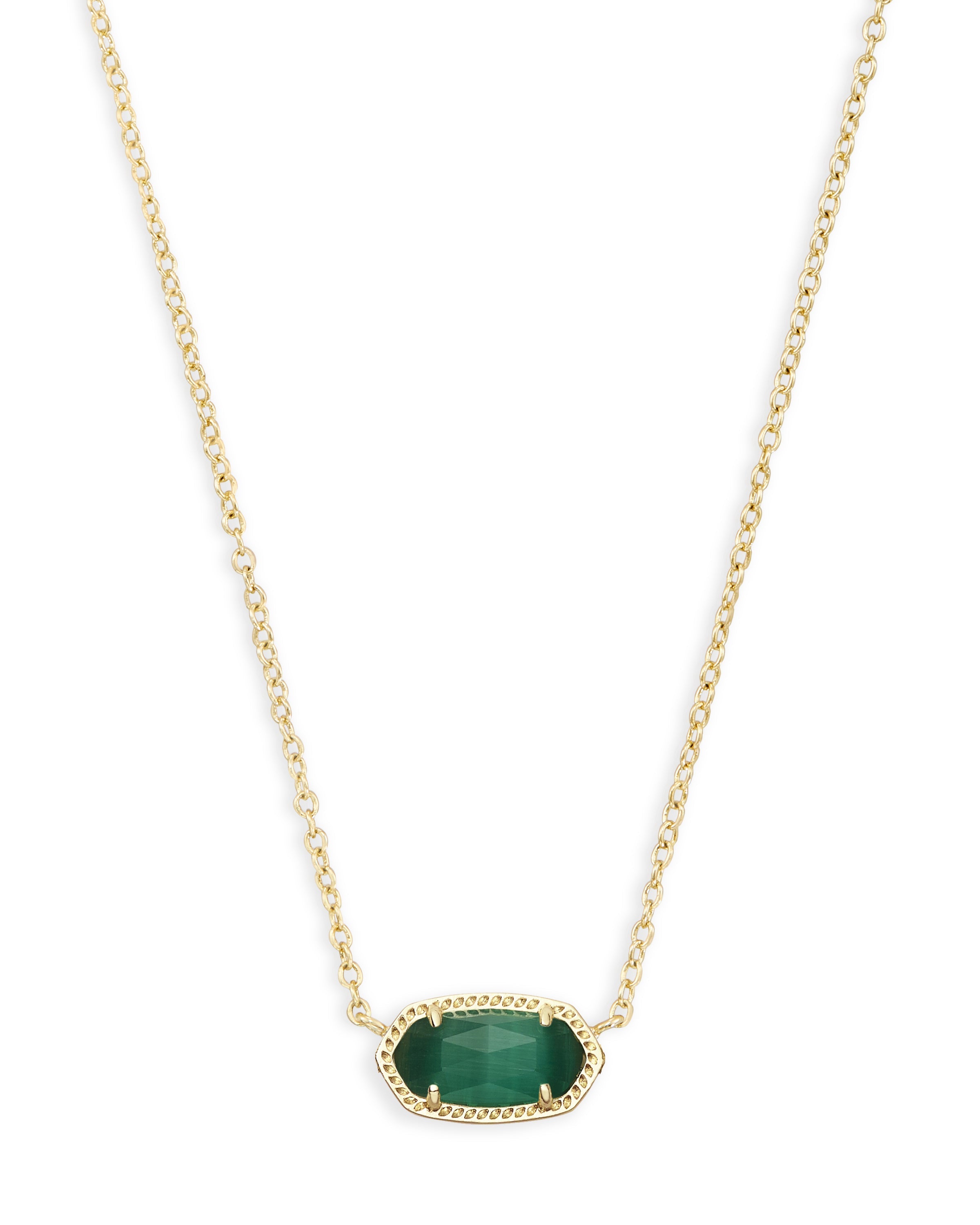 Elisa Pendant Necklace Emerald Silver or Gold