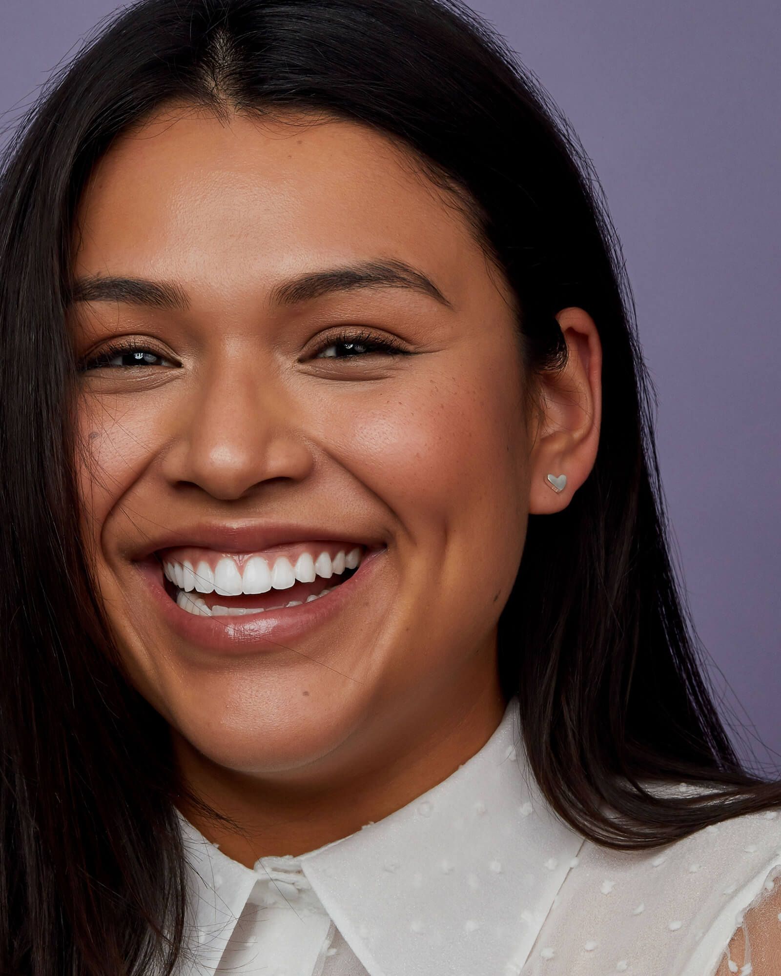 Sale Ari Heart Stud Earrings in Sterling Silver, 18K Gold or Rose Gold Vermeil