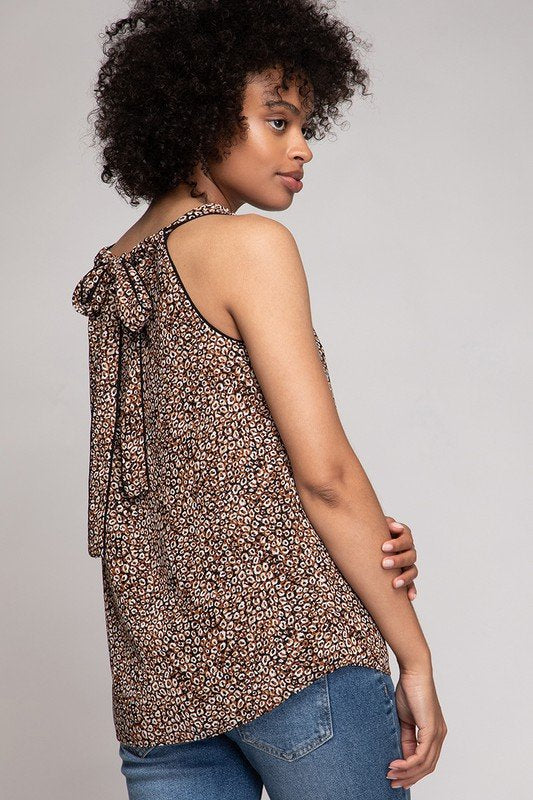 Final Sale Coffee Bean Abstract Print V-Neck Tank