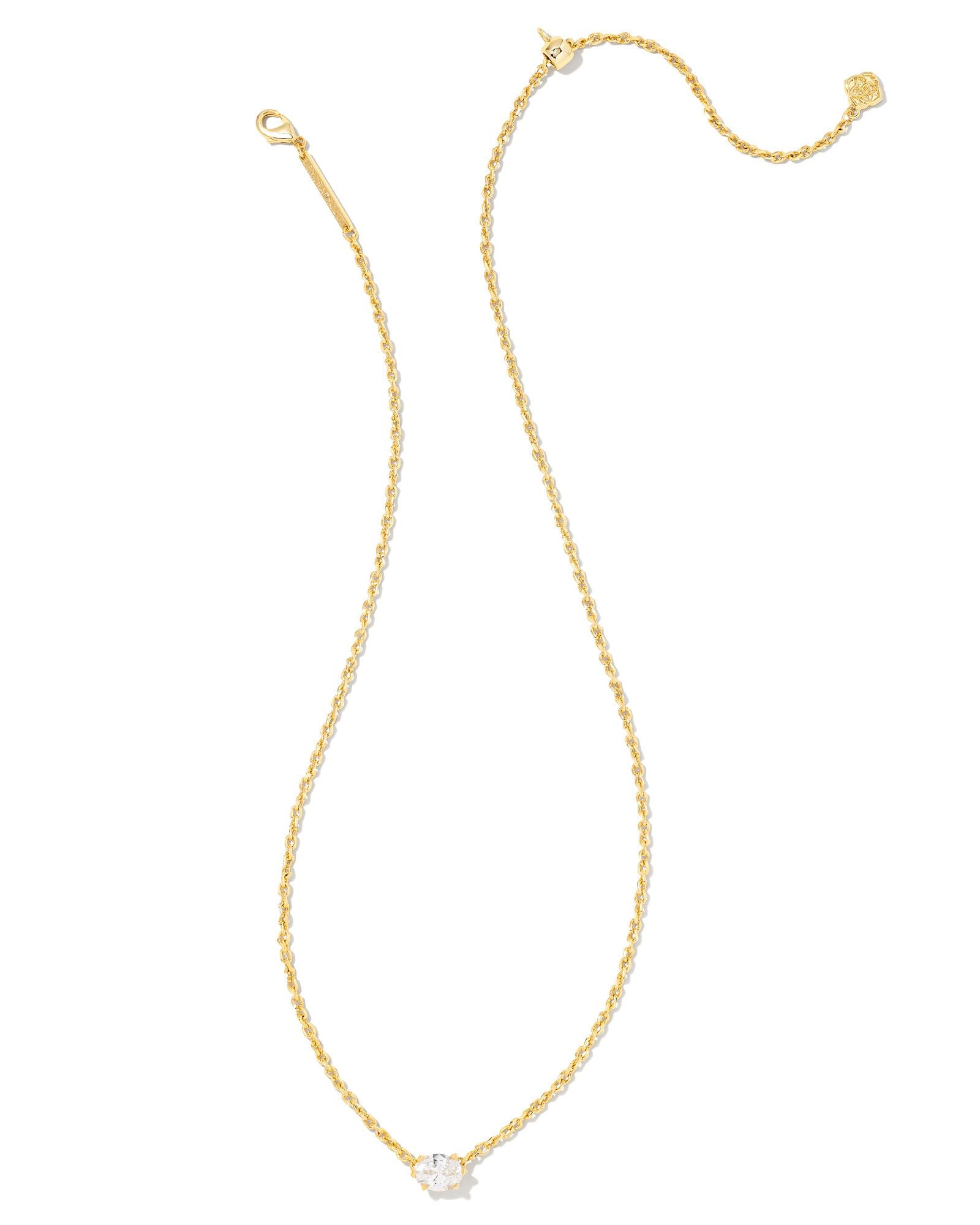 Cailin White Crystal Pendant Necklace Gold or Silver