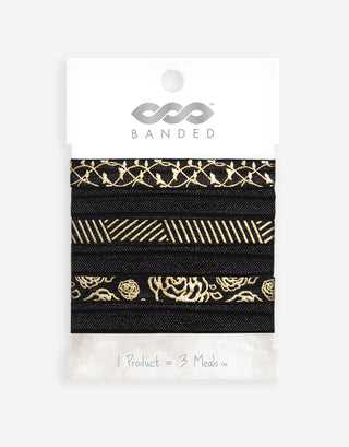 Banded Accessories - Hair Accessories Narrow Hair Ties - Black Tie Party
