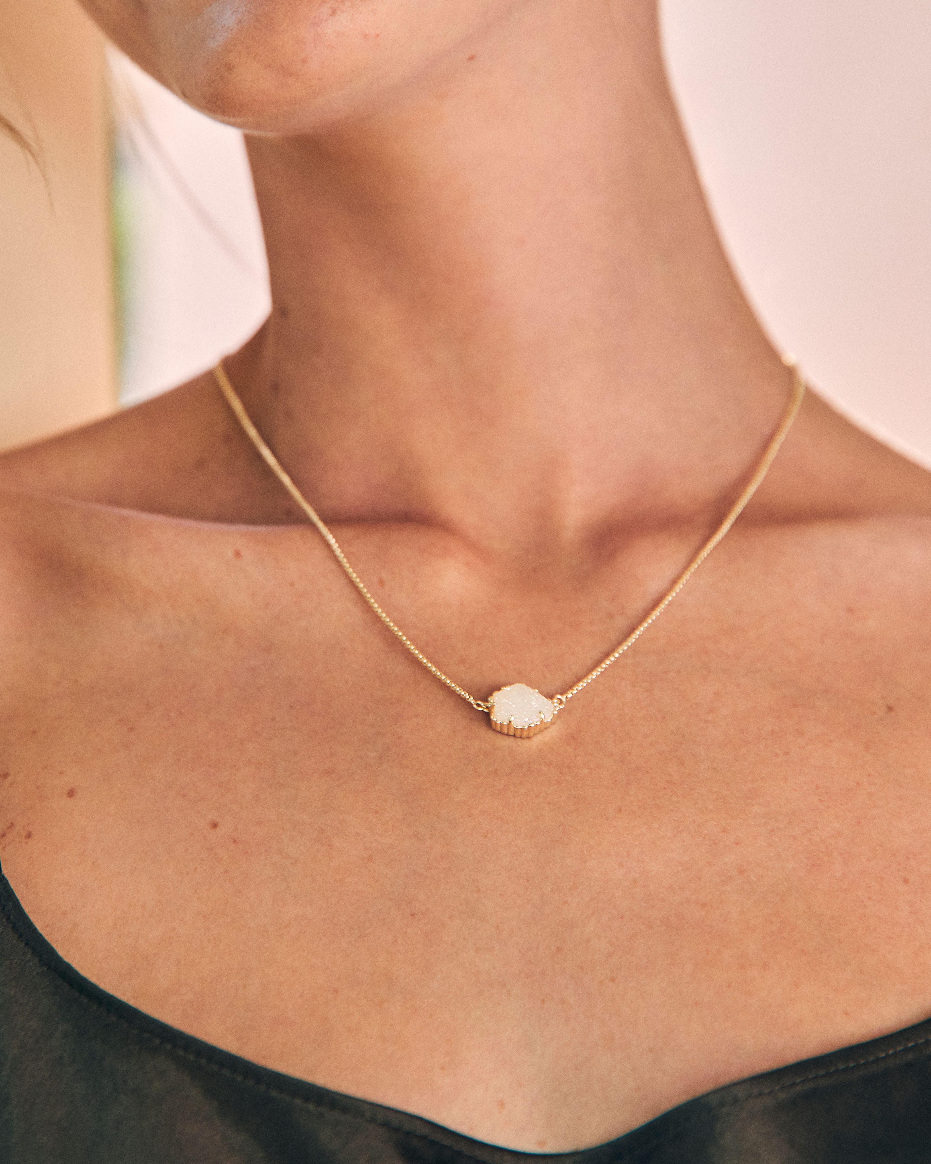 Tess Necklace Dichroic Glass Gold or Silver