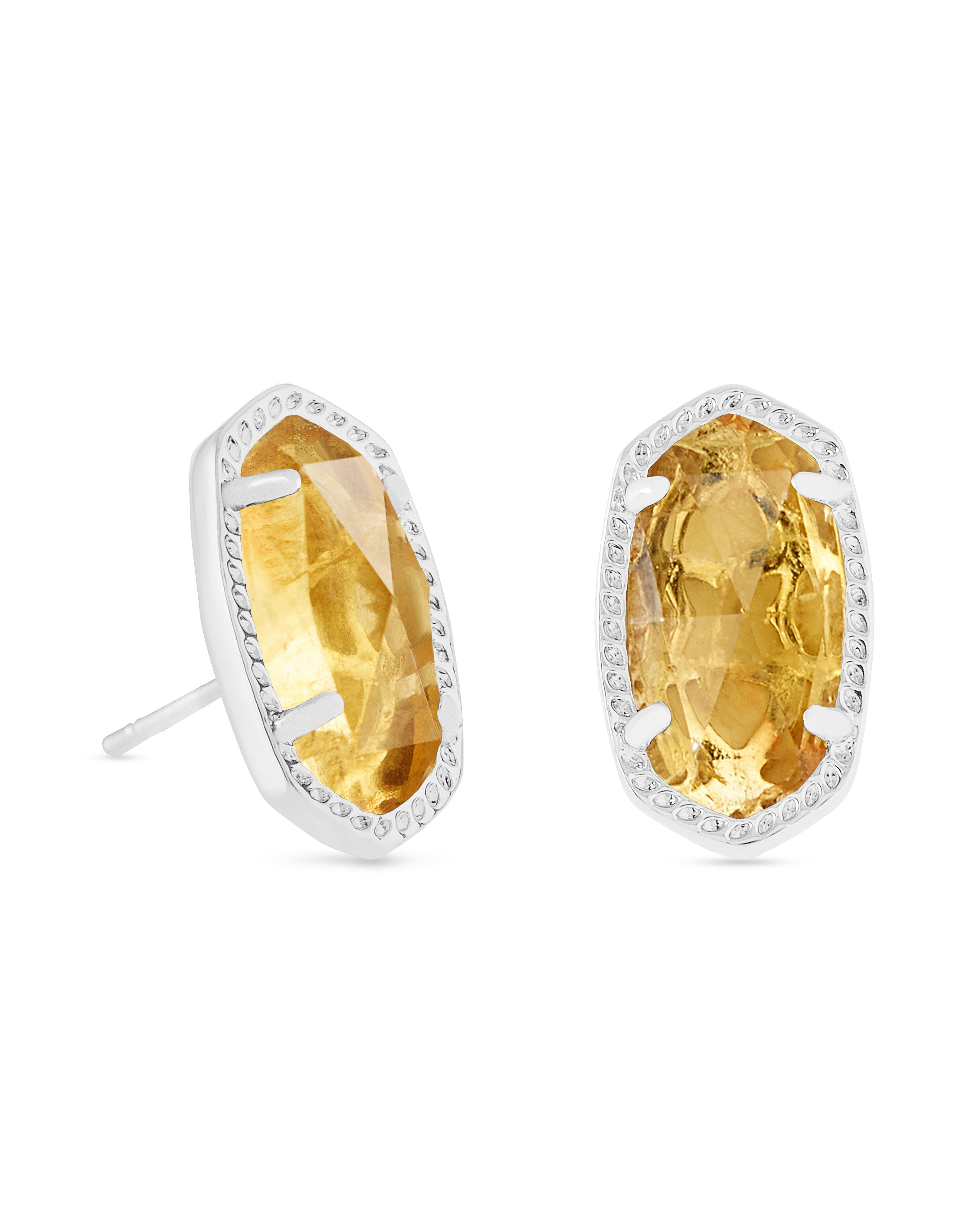 Ellie Stud Earrings Citrine Quartz Gold or Silver