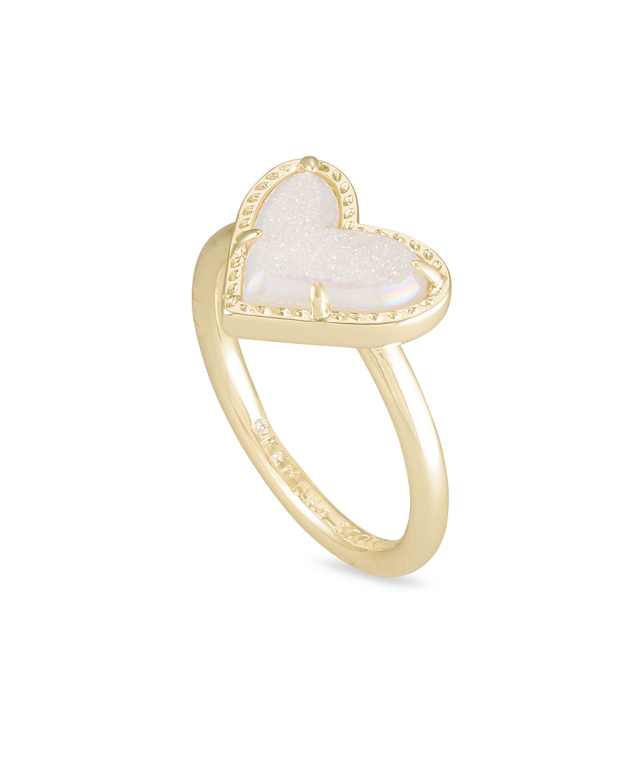 Ari Heart Band Ring - Iridescent Drusy