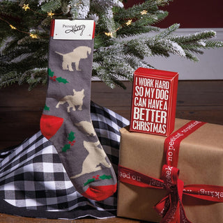 Primitives by Kathy Basics - Socks Box Sign & Sock Set I work Hard so My Dog